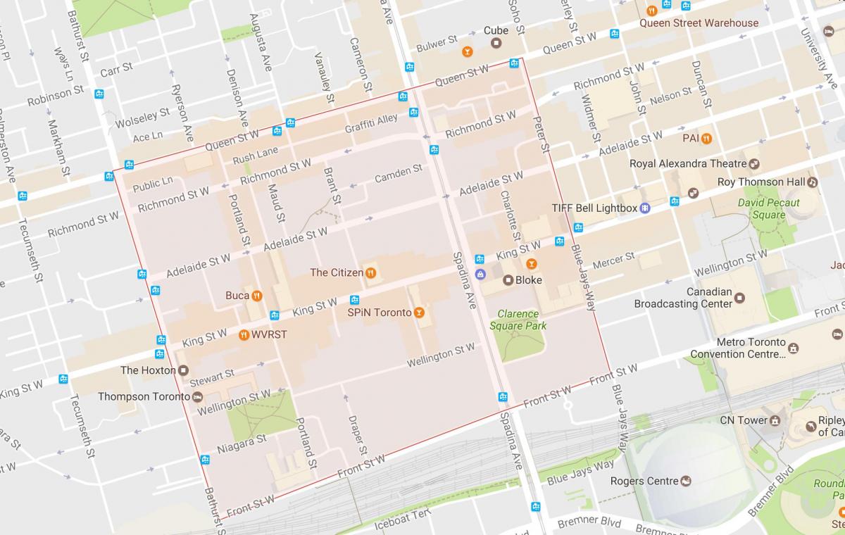 Map of Fashion District neighbourhood Toronto
