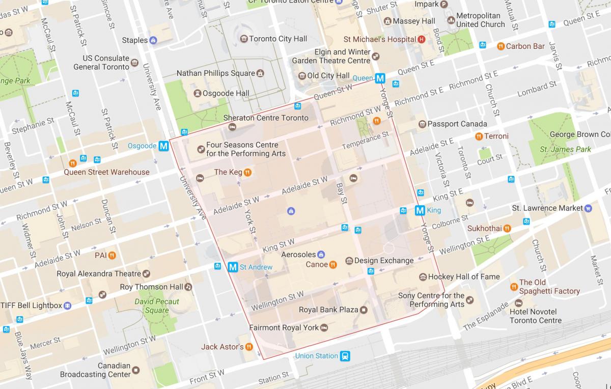 Map of Financial District neighbourhood Toronto