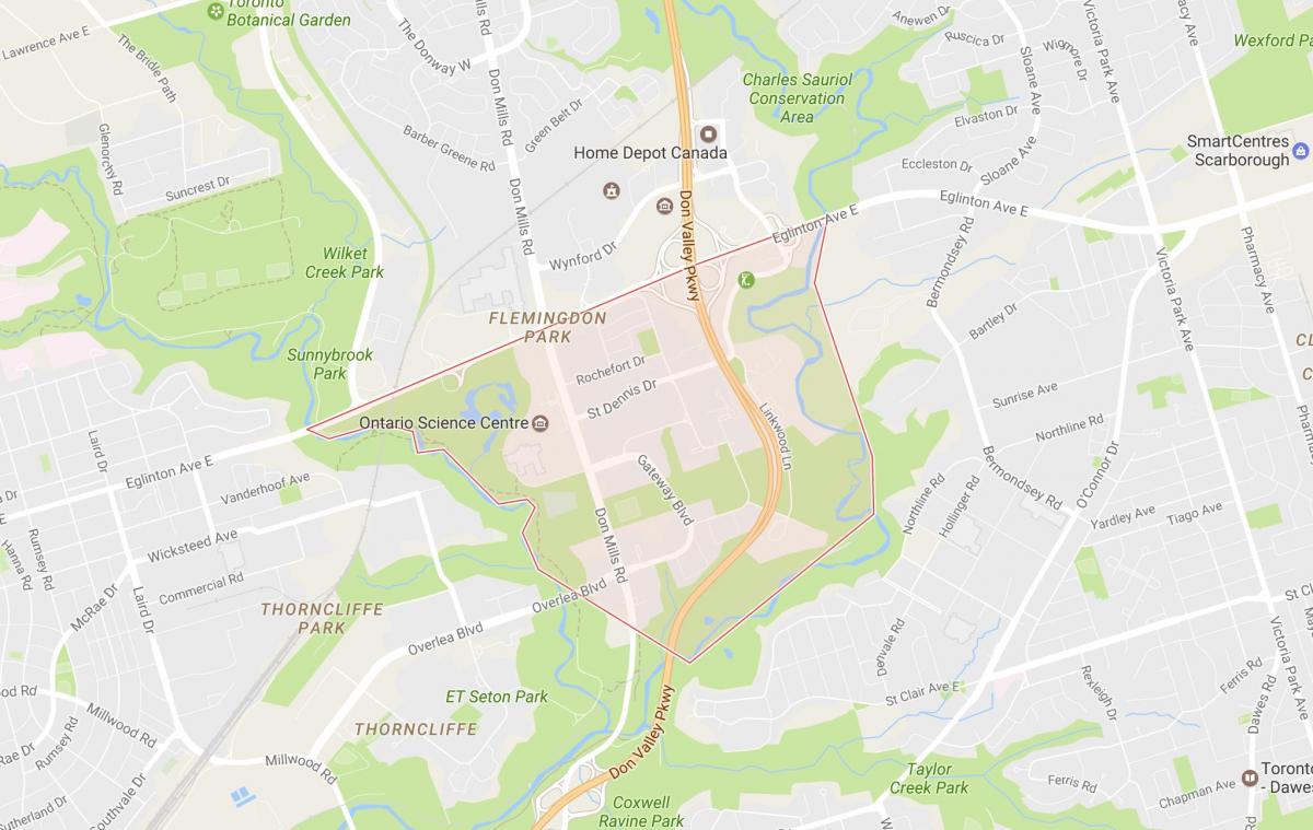 Map of Flemingdon Park neighbourhood Toronto