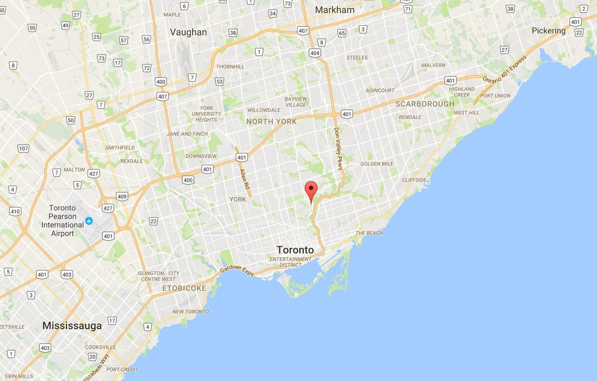 Map of Governor's Bridge district Toronto
