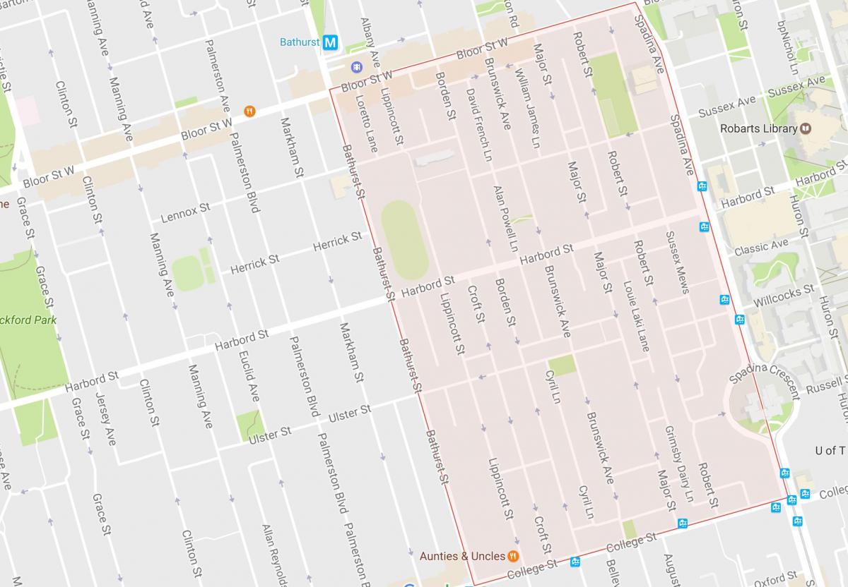 Map of Harbord Village neighbourhood Toronto