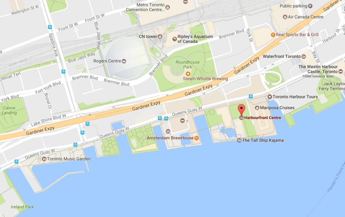 Map of Harbourfront neighbourhood Toronto