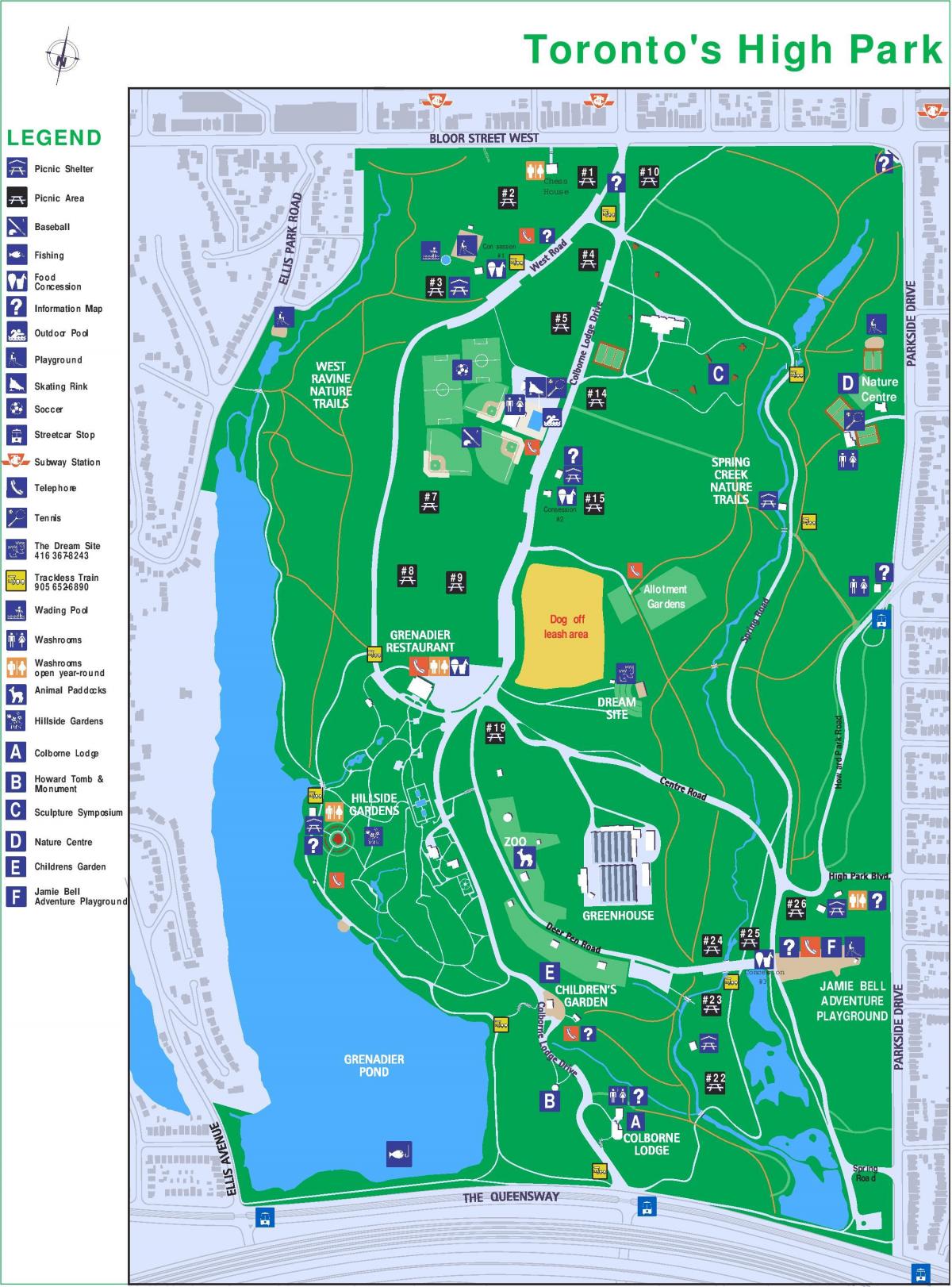 Map of High park legend Toronto