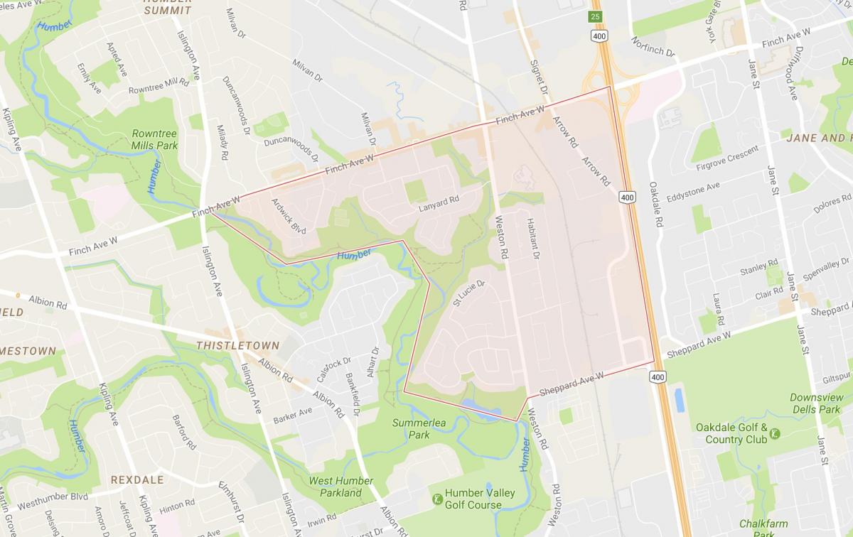 Map of Humbermede neighbourhood Toronto