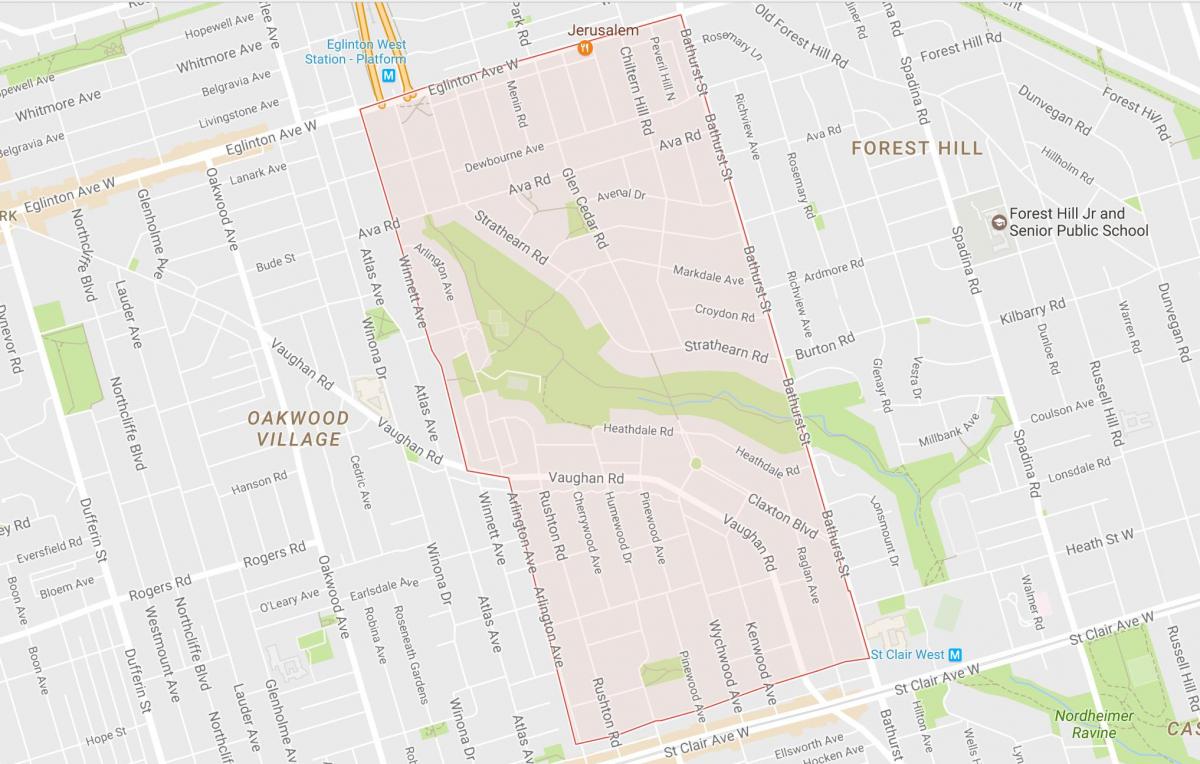 Map of Humewood–Cedarvale neighbourhood Toronto