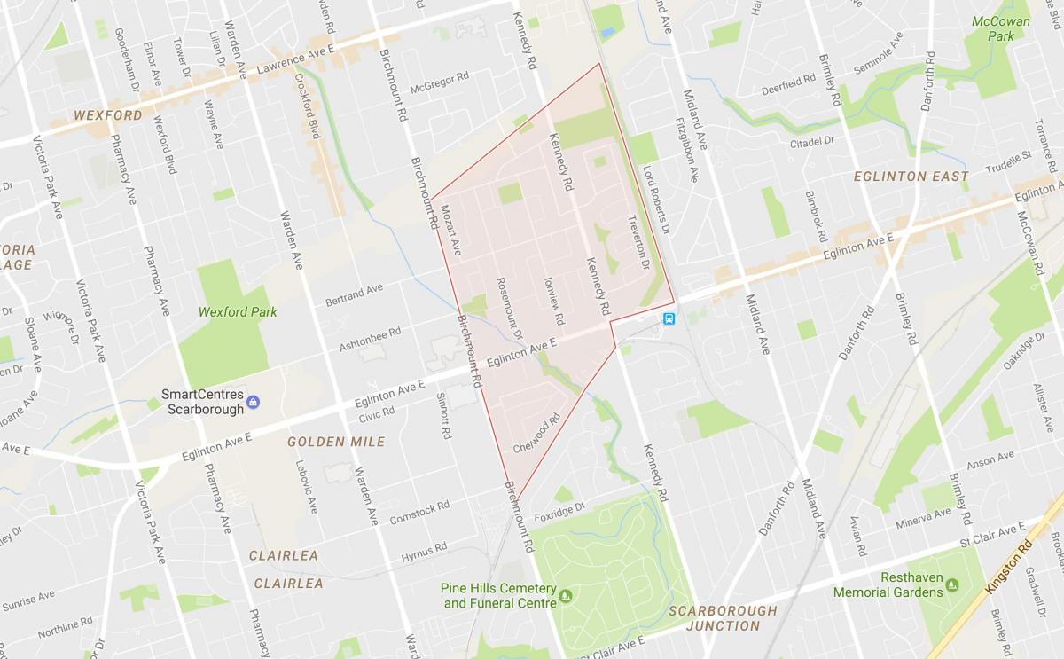Map of Ionview neighbourhood Toronto