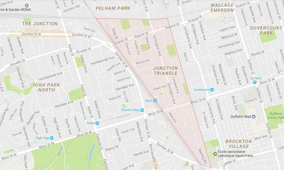 Map of Junction Triangle neighbourhood Toronto