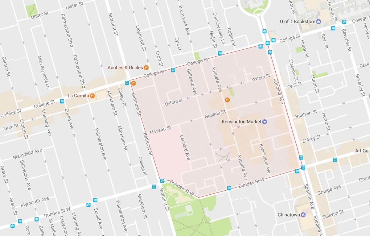 Map of Kensington Market neighbourhood Toronto