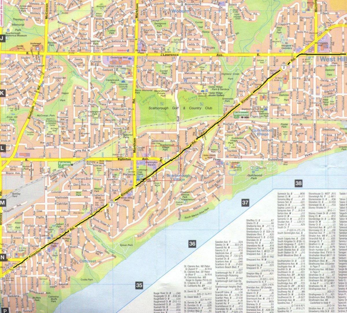Map of Kingston road Toronto