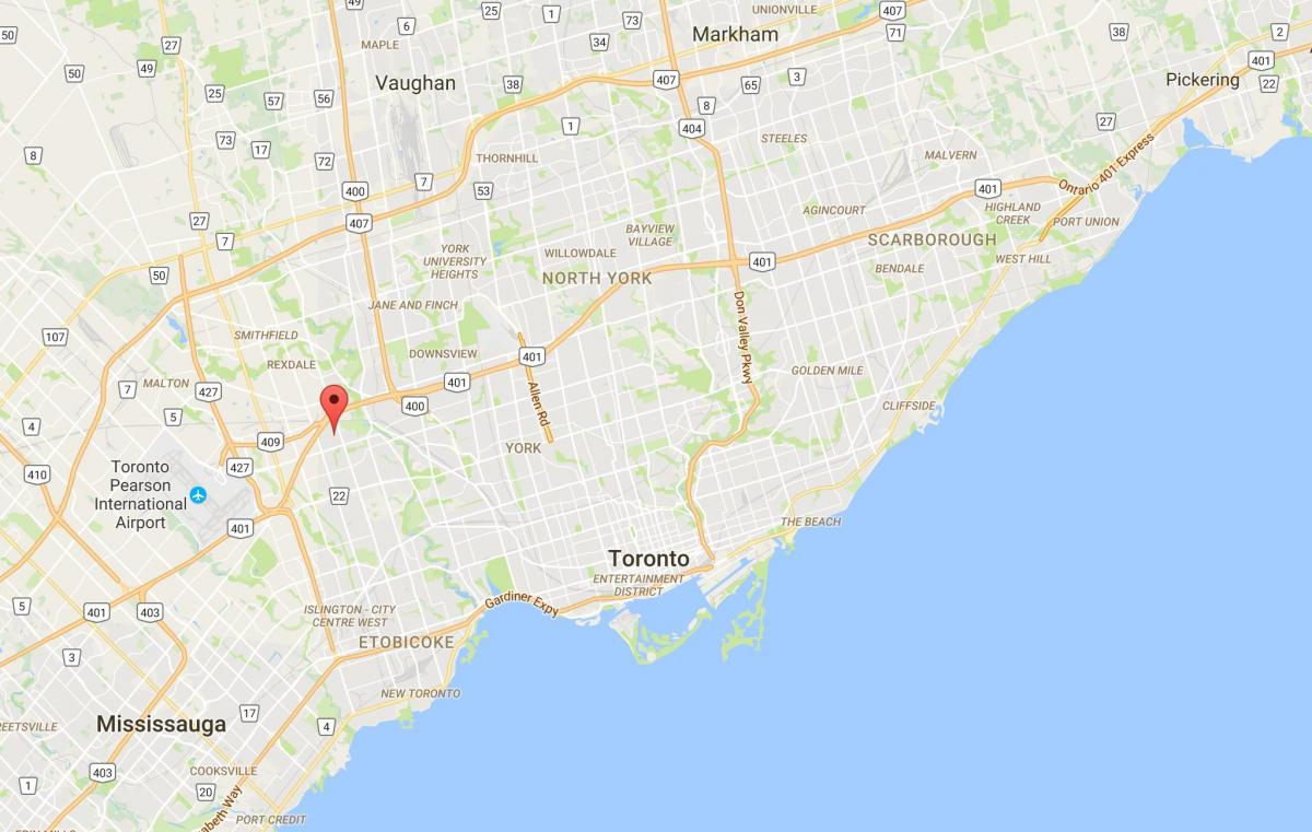 Map of Kingsview Village district Toronto