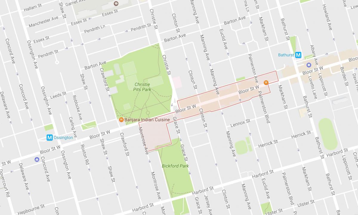 Map of Koreatown neighbourhood Toronto