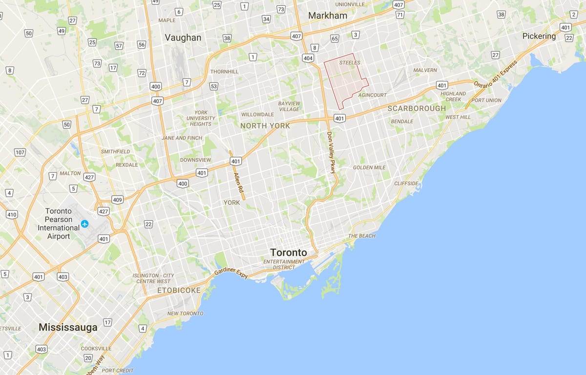 Map of L'Amoreaux district Toronto