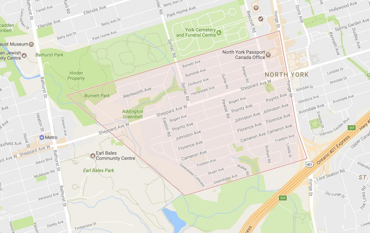 Map of Lansing neighbourhood Toronto