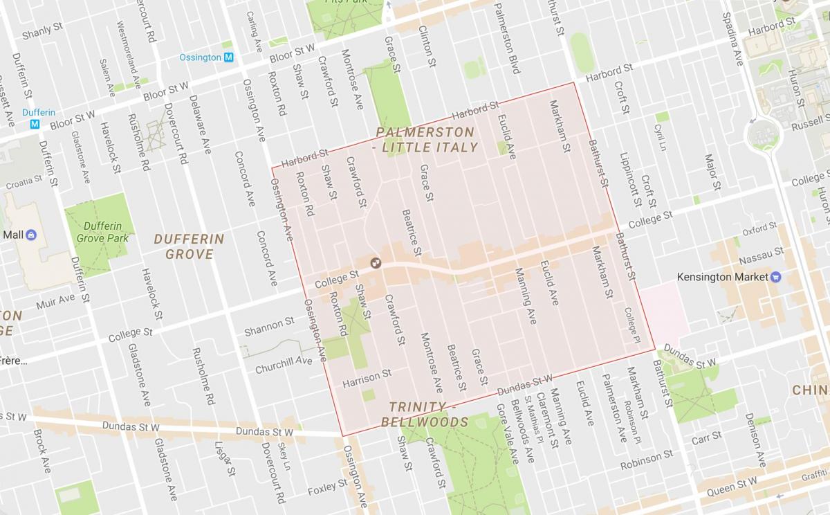 Map of Little Italy neighbourhood Toronto