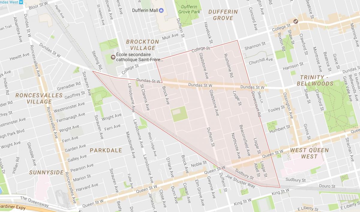 Map of Little Portugal neighbourhood Toronto