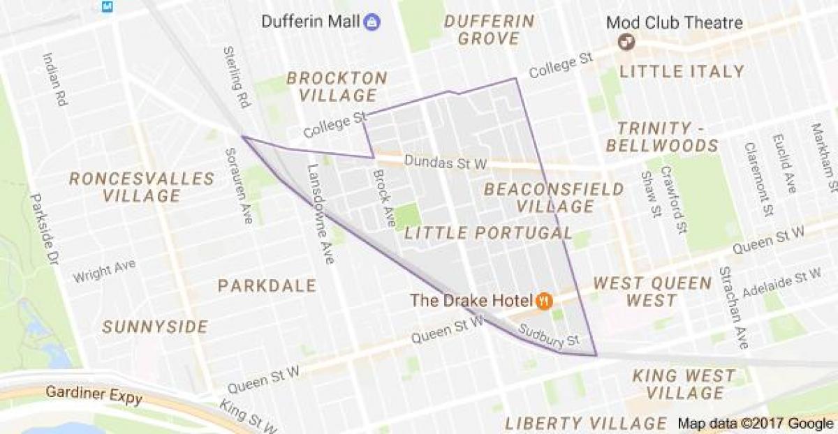 Map of Little Portugal Toronto