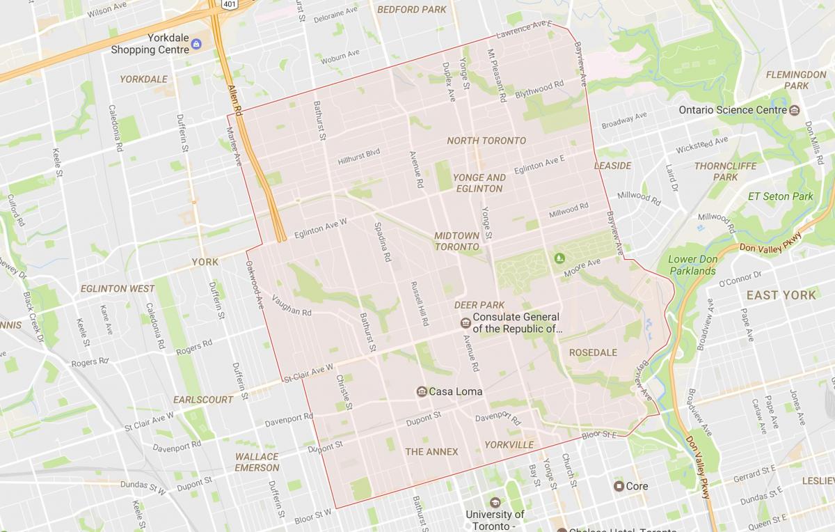 Map of Midtown neighbourhood Toronto