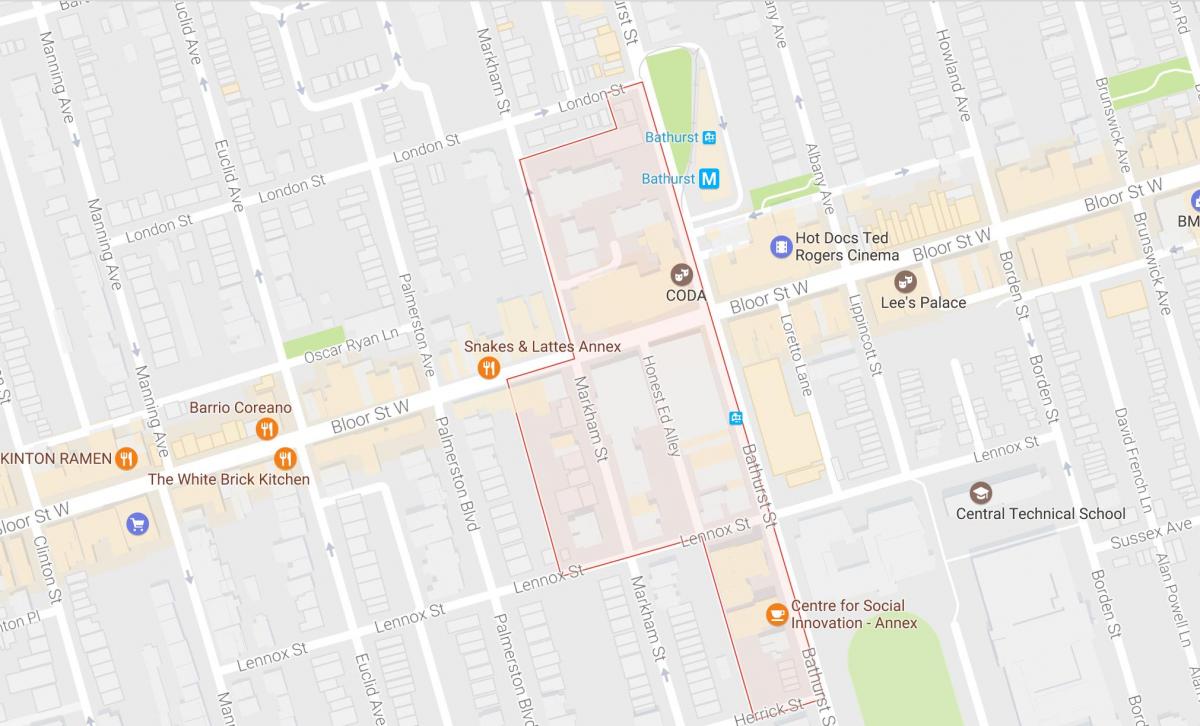 Map of Mirvish Village neighbourhood Toronto