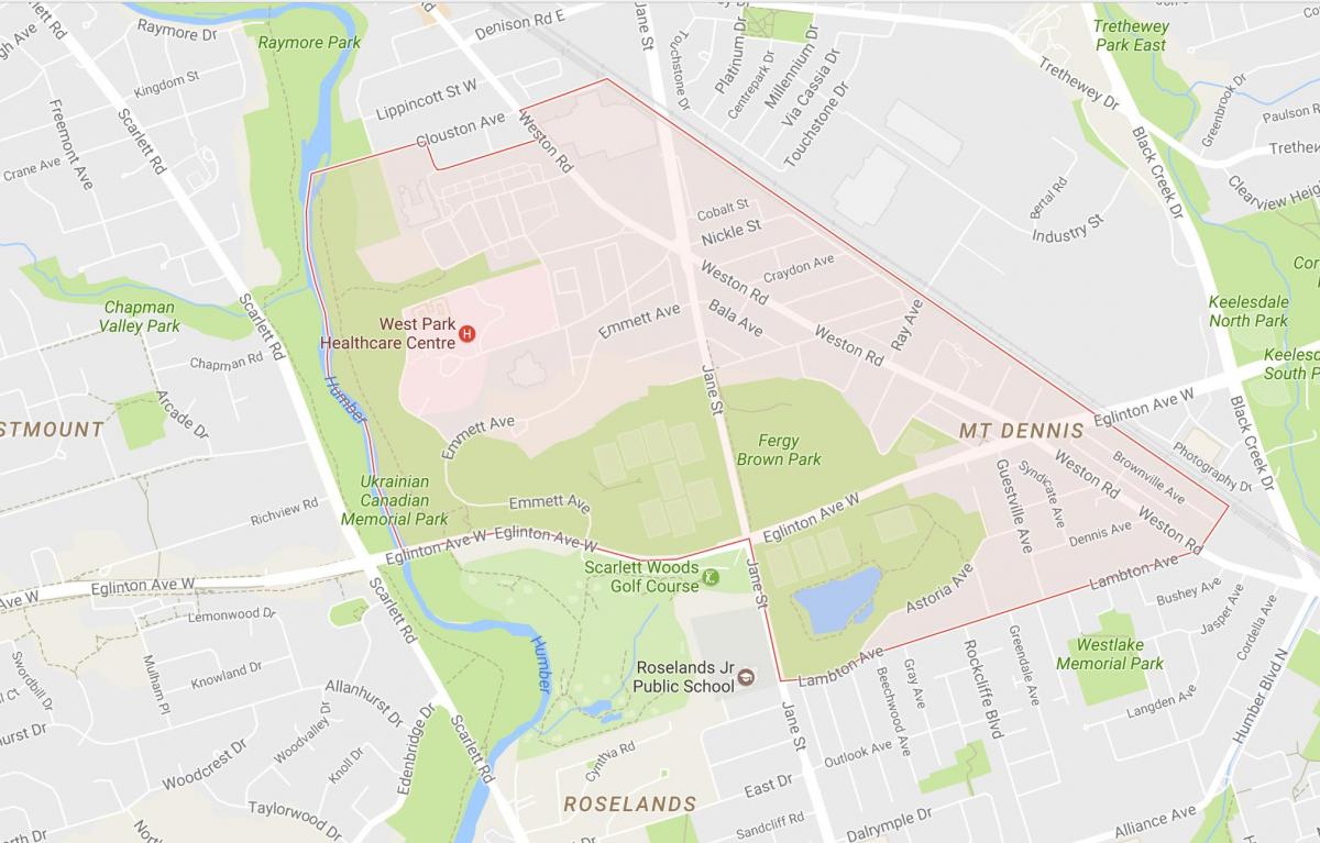 Map of Mount Dennis neighbourhood Toronto
