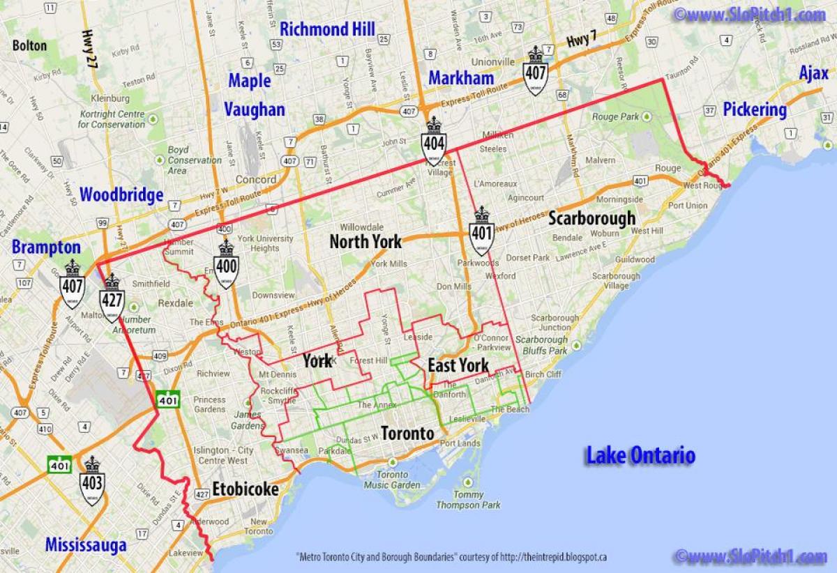 Map of municipalities Toronto