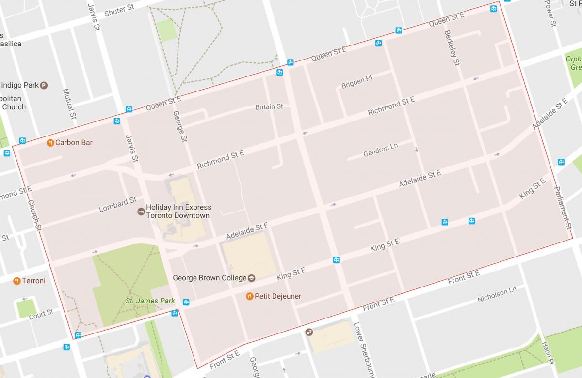Map of Old Town neighbourhood Toronto