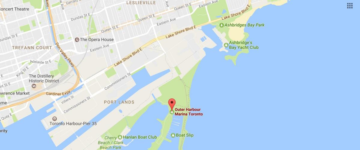 Map of Outer harbour marina Toronto