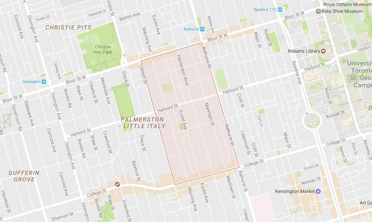 Map of Palmerston neighbourhood Toronto