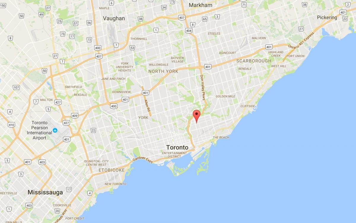Map of Pape Village district Toronto