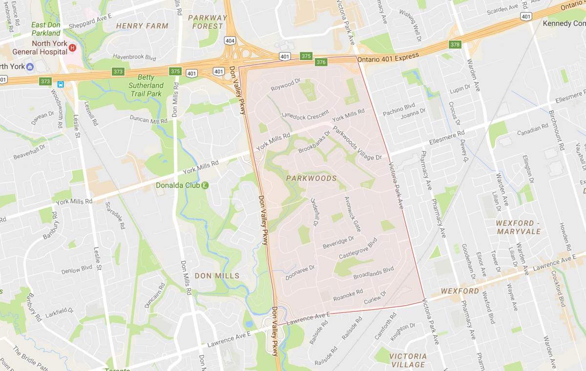 Map of Parkwoods neighbourhood Toronto