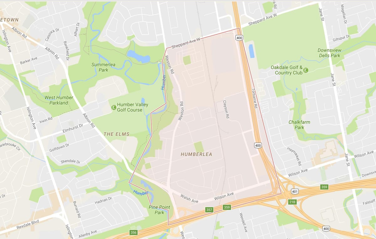 Map of Pelmo Park – Humberlea neighbourhood Toronto