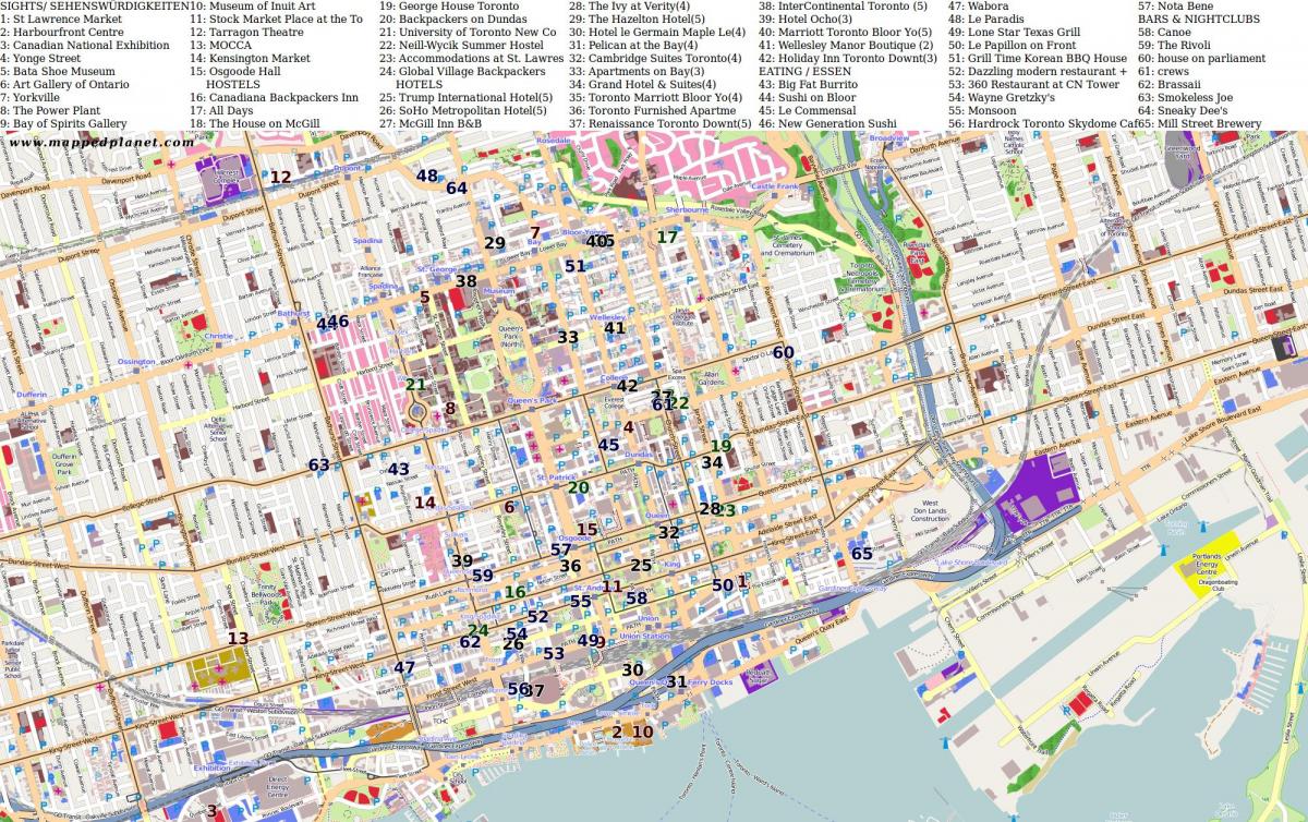 Map of point of interest Toronto
