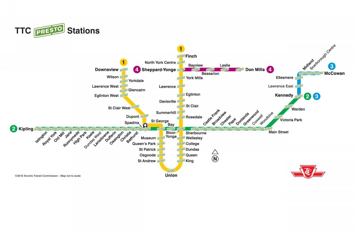 Map of presto stations TTC