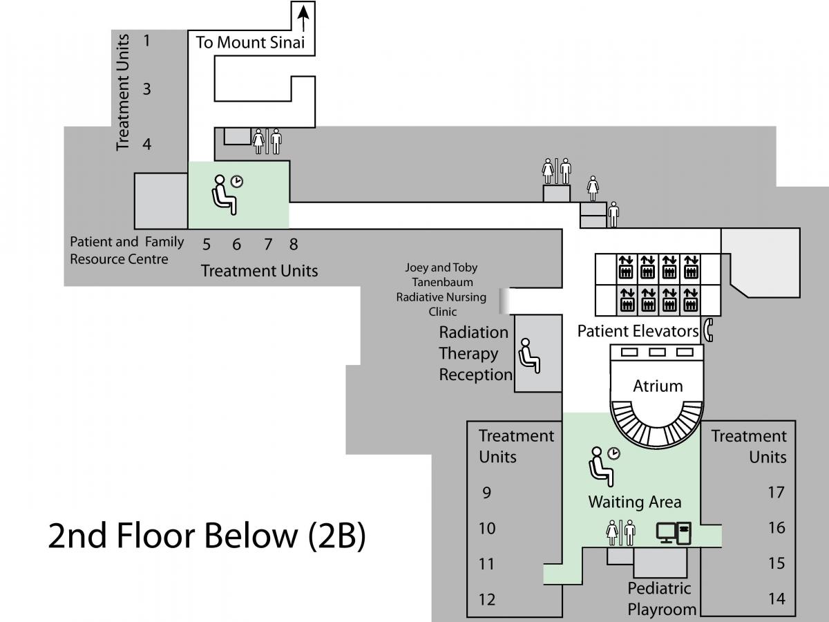 Map of Princess Margaret Cancer Centre Toronto 2nd floor Below (B2)