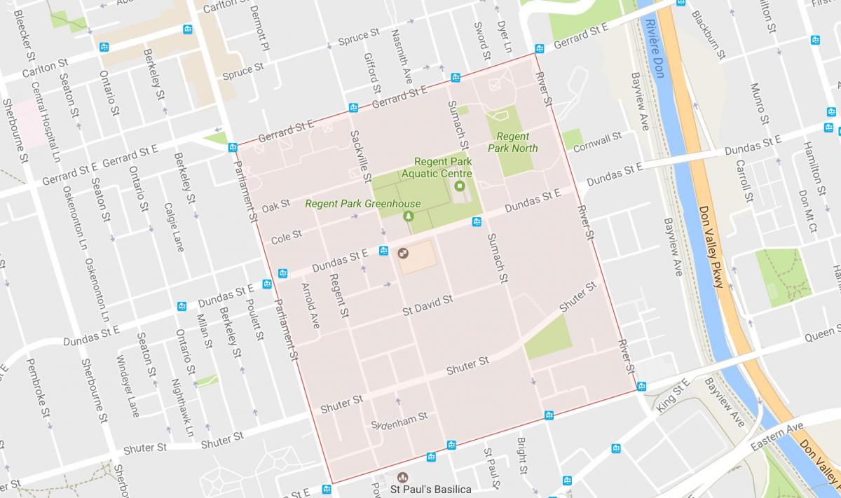 Map of Regent Park neighbourhood Toronto