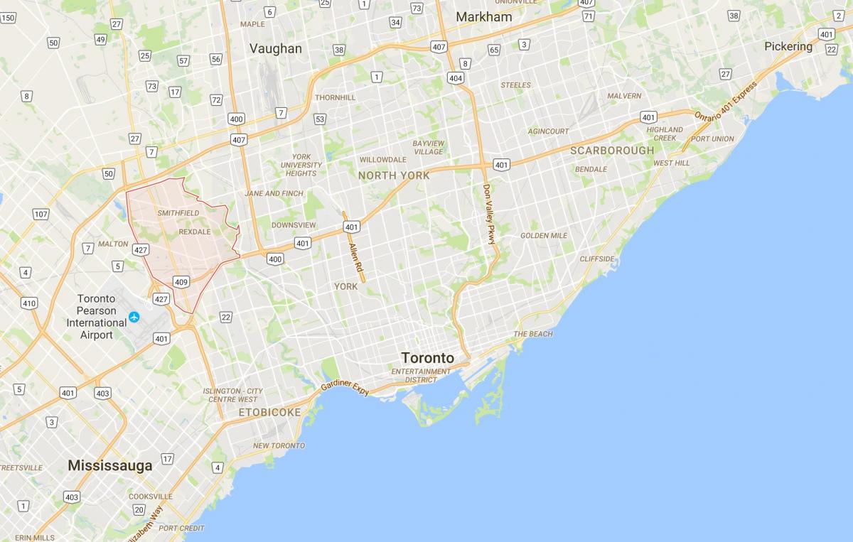 Map of Rexdale district Toronto
