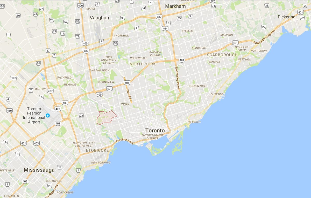 Map of Rockcliffe–Smythe district Toronto