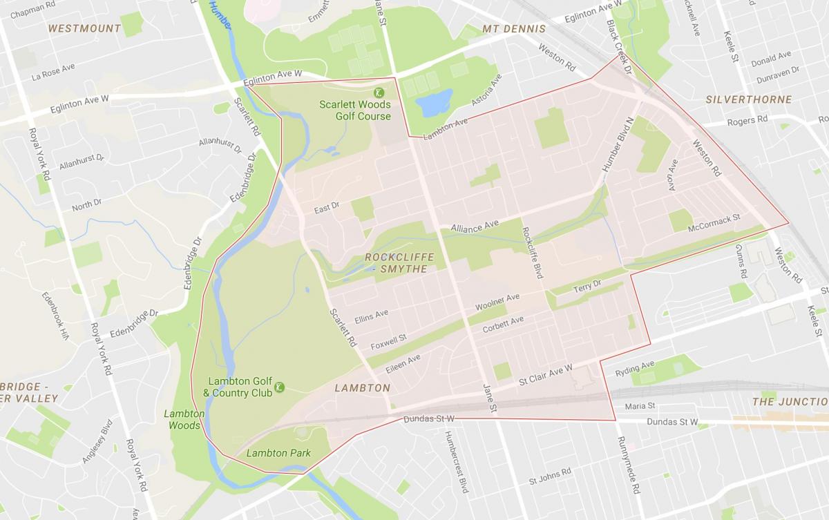 Map of Rockcliffe–Smythe neighbourhood Toronto