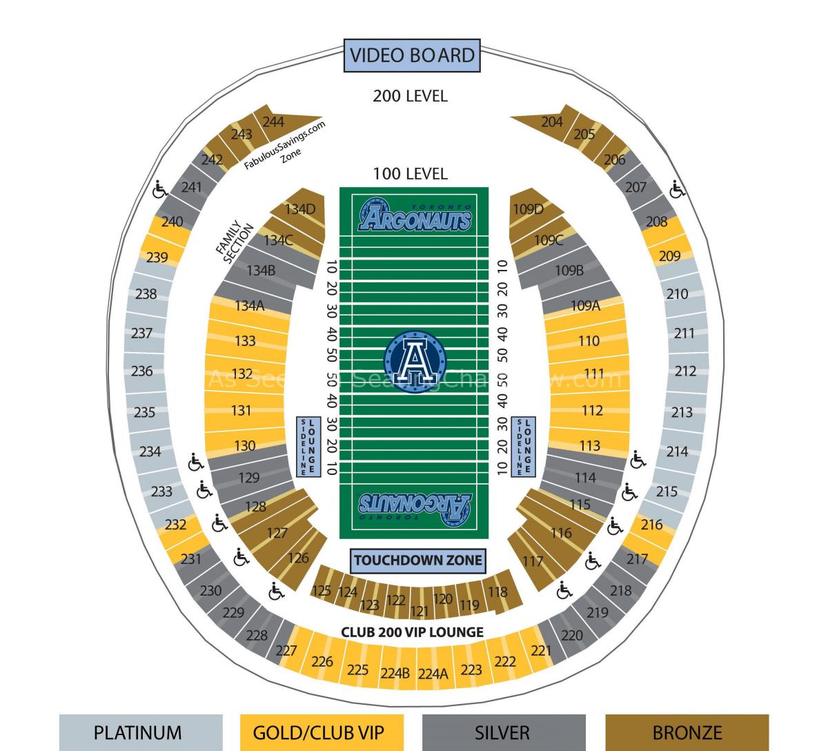 Map of Rogers centre football