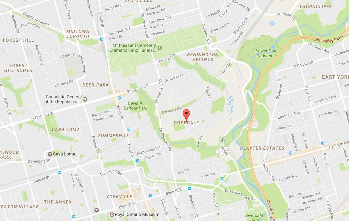 Map of Rosedale neighbourhood Toronto