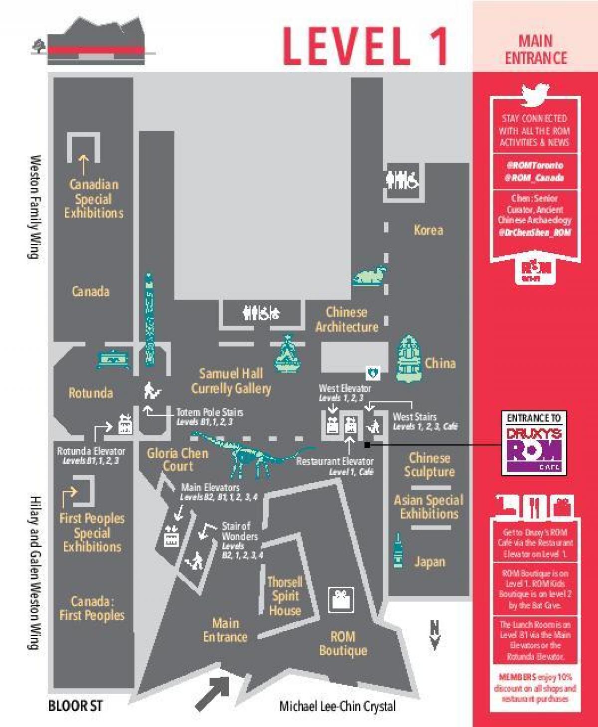 Map of Royal Ontario Museum level 1