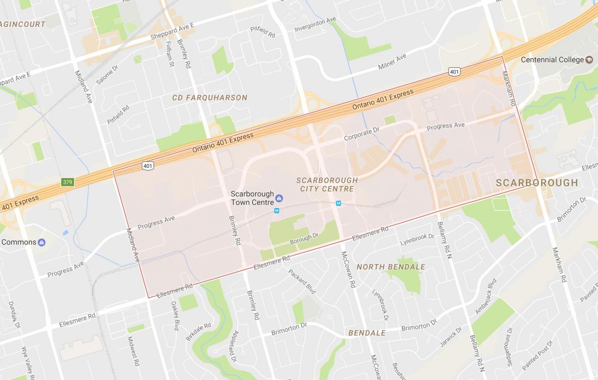 Map of Scarborough City Centre neighbourhood Toronto