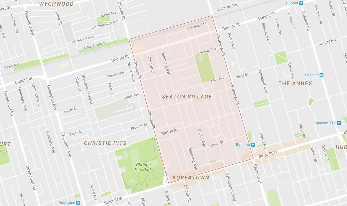 Map of Seaton Village neighbourhood Toronto
