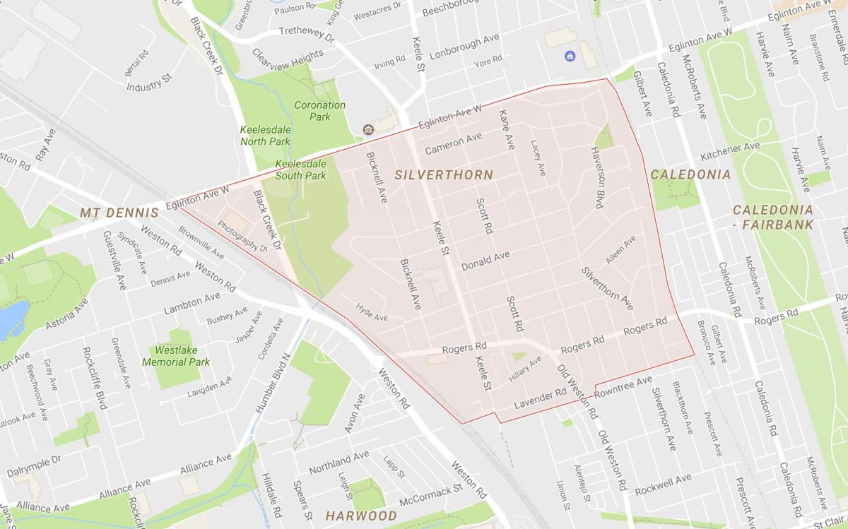 Map of Silverthorn neighbourhood Toronto