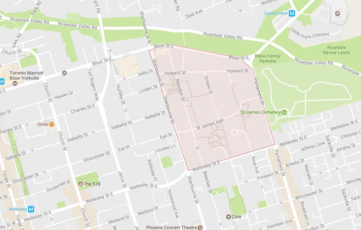 Map of St. James Town neighbourhood Toronto
