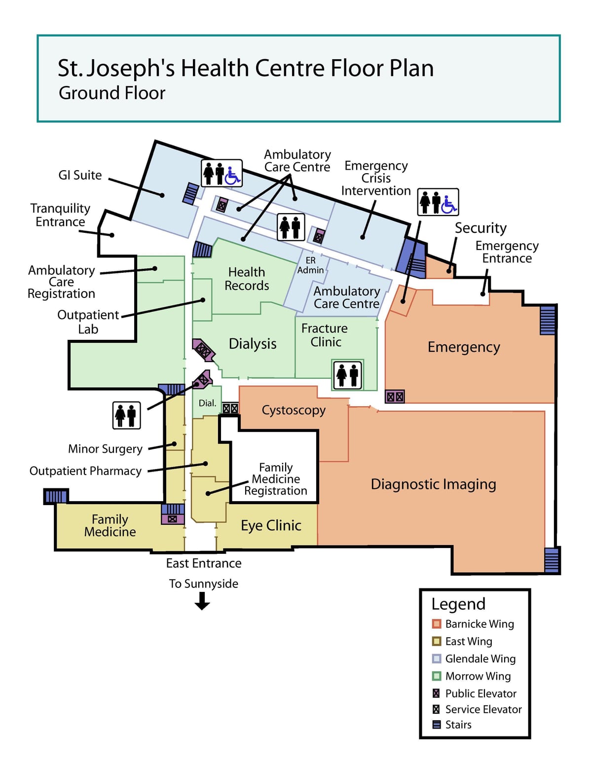 Map of St. Joseph's Health Centre ground floor