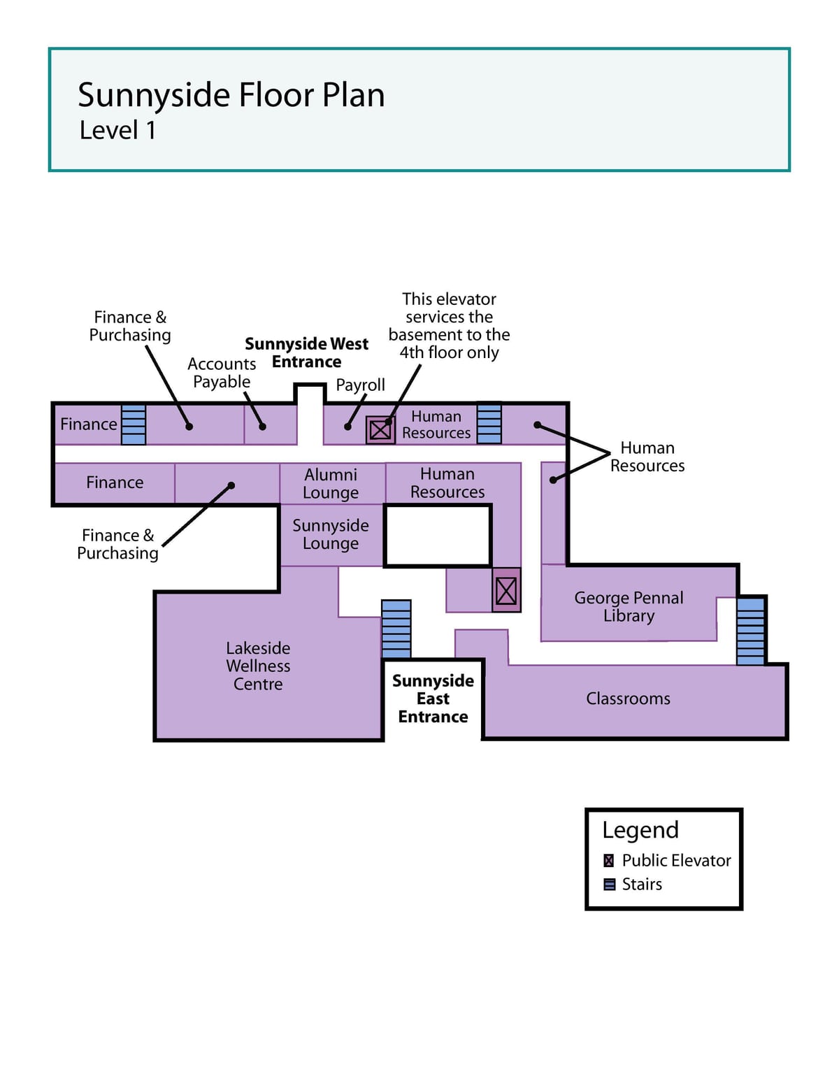 Map of St. Joseph's Health centre Toronto Sunnyside level 1