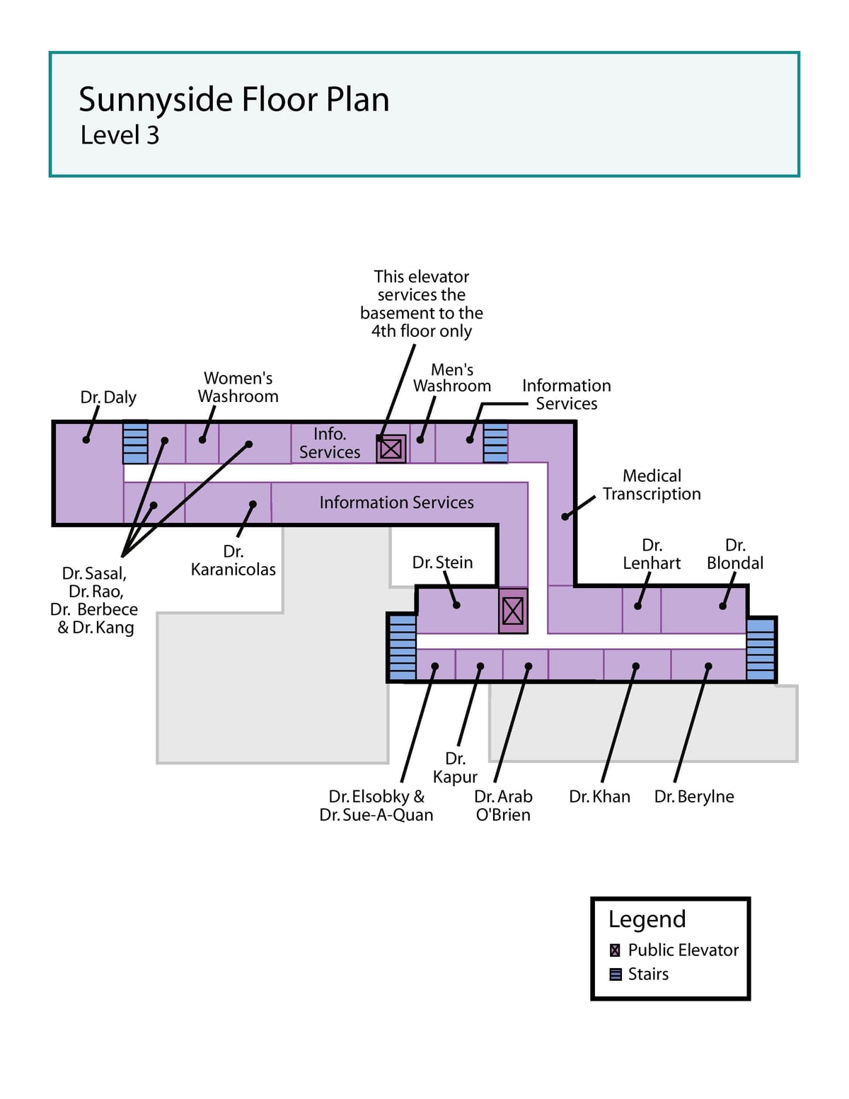 Map of St. Joseph's Health centre Toronto Sunnyside level 3