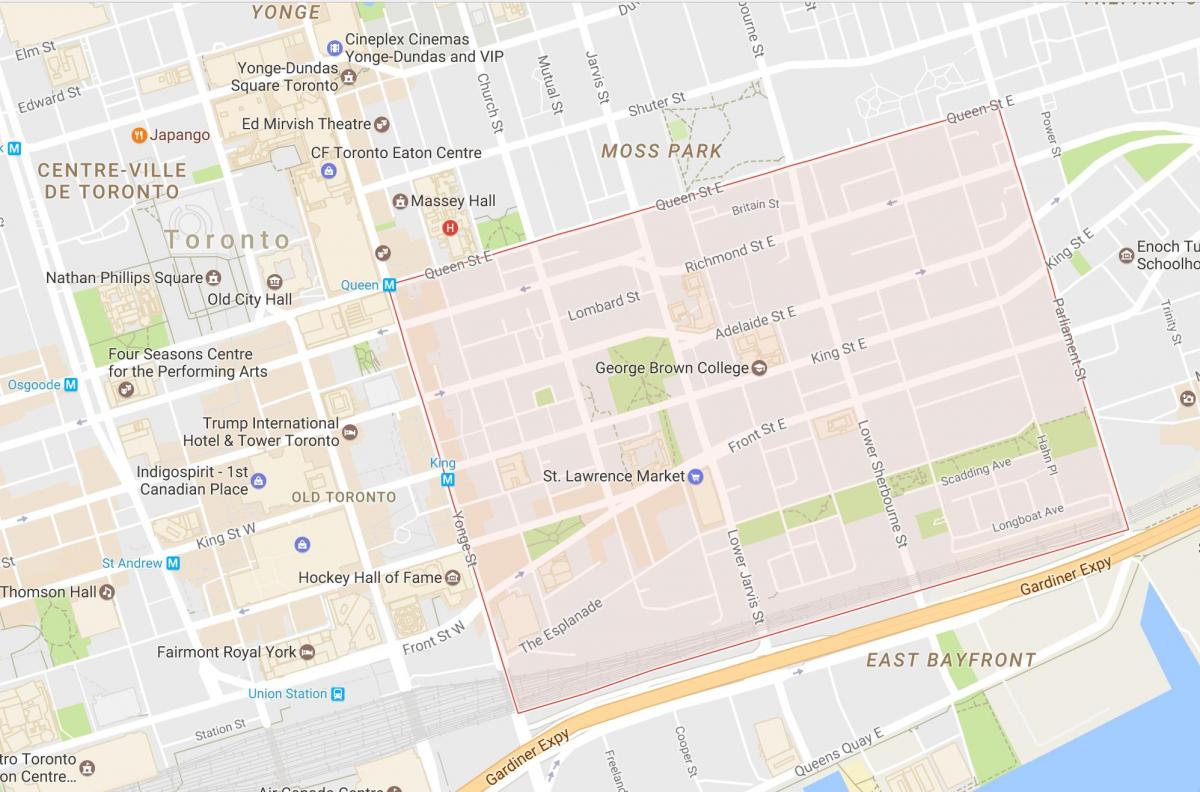 Map of St. Lawrence neighbourhood Toronto