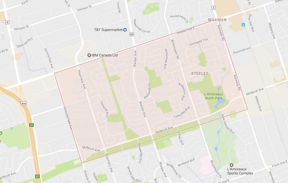 Map of Steeles neighbourhood Toronto