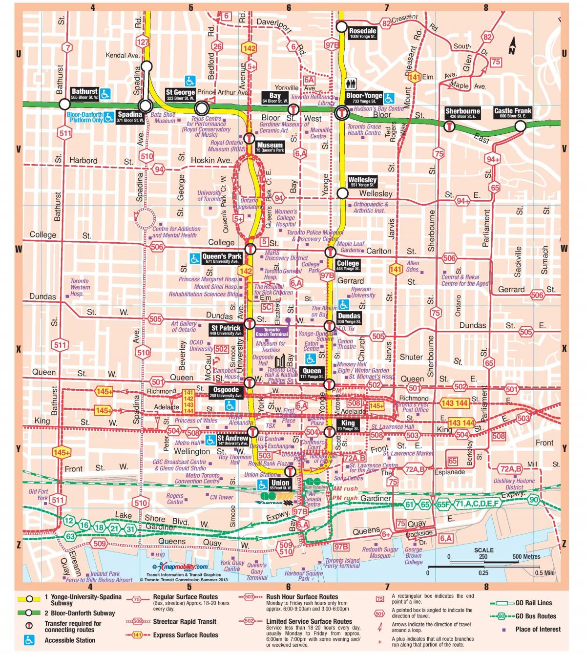 Map of Subway station downtown Toronto